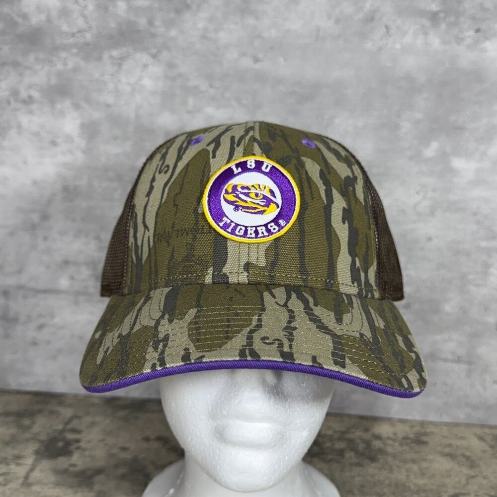 NEW LSU Tigers Mossy Oak Hat OS Purple Camo Adjustable Trucker‎